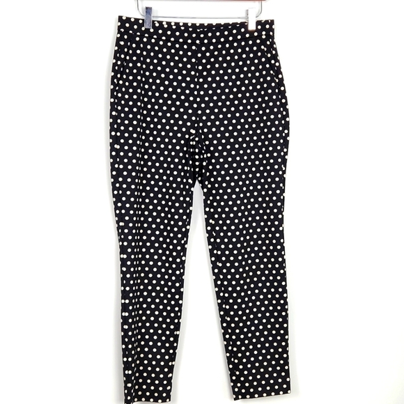 Michael Michael Kors Black/White Polka Dot Stretch Pocket Ankle Pants Size M - Picture 1 of 9